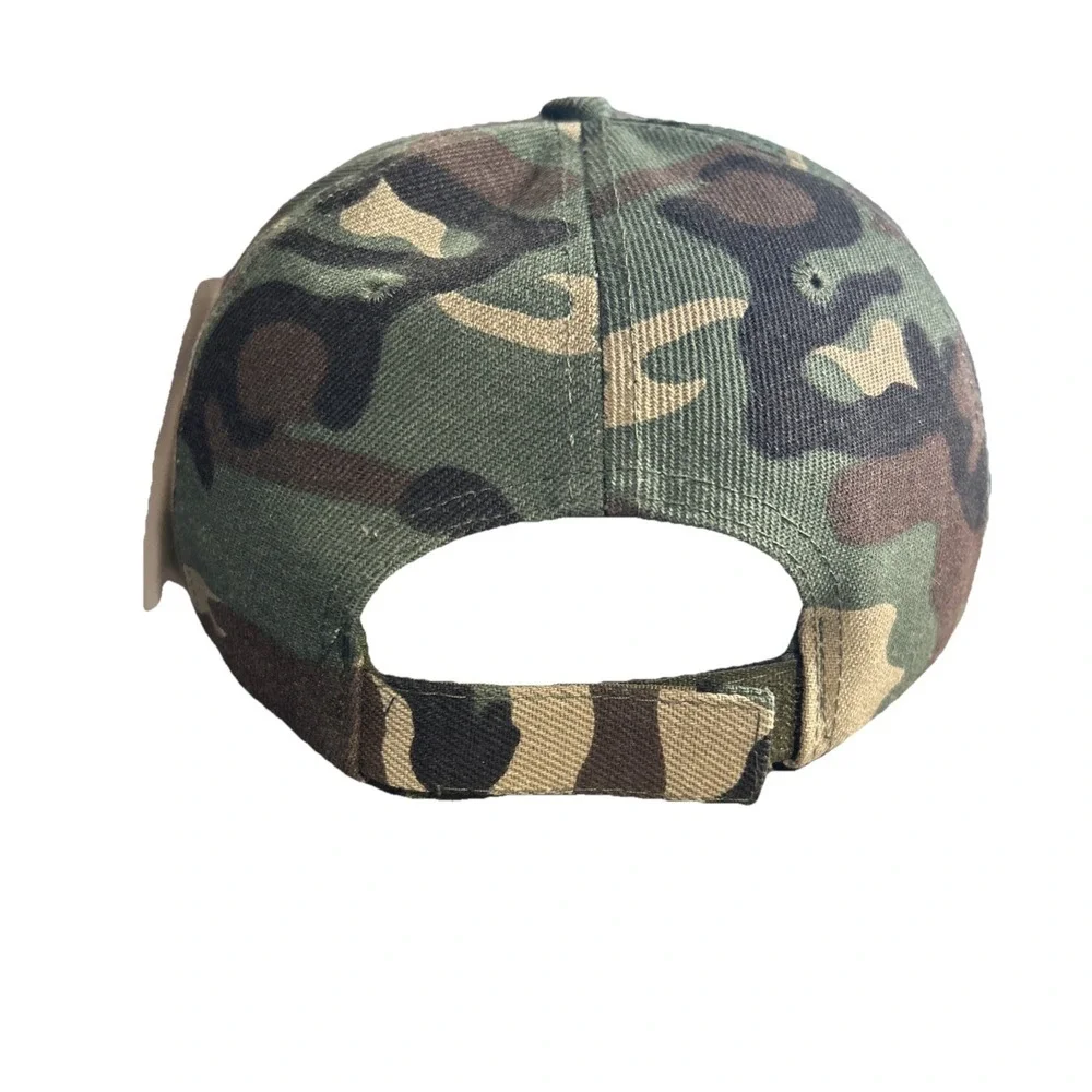 BLANK/NO LOGO CAMO ADJUSTABLE STRAPBACK BASEBALL HAT/CAP, CAMOUFLAGE, OUTDOOR